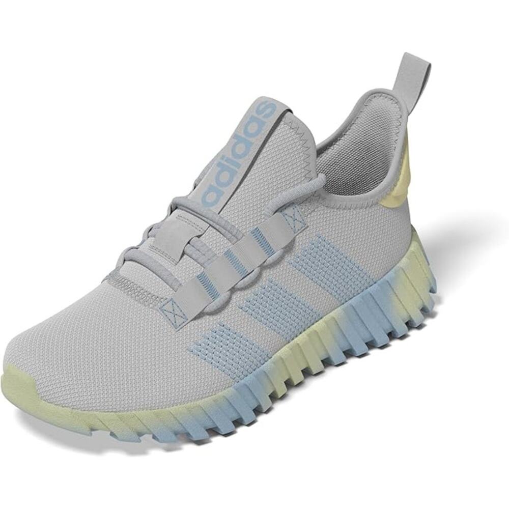 NWT adidas Kaptir Flow Sneaker, Grey/Blue/Powder Yellow, 2 US Unisex Little Kid